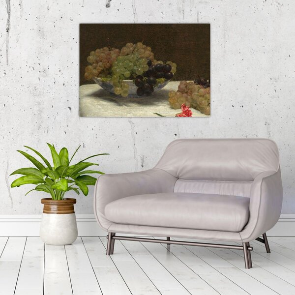 Obraz - Henri Fantin-Latour, Still Life with Grapes and a Carnation, reprodukcje (70x50 cm)