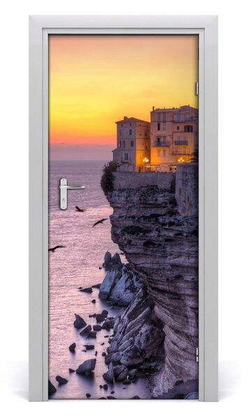 Naklejka fototapeta na drzwi Domy na klifie
