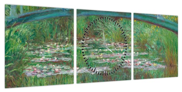Obraz - Claude Monet, The Japanese Footbridge, reprodukcje (z zegarem) (90x30 cm)