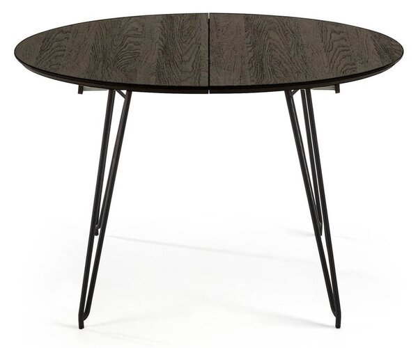 Ciemnoszary stół rozkładany Kave Home Norfort, ⌀ 120 cm
