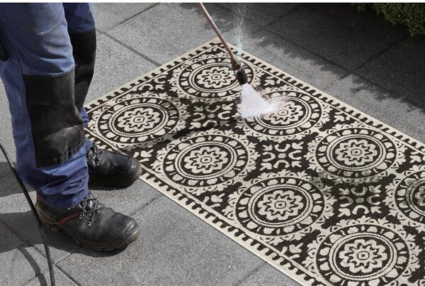 Czarno-kremowy chodnik odpowiedni na zewnątrz NORTHRUGS Jardin, 80x250 cm