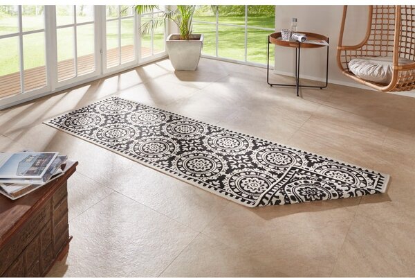 Czarno-kremowy chodnik odpowiedni na zewnątrz NORTHRUGS Jardin, 80x250 cm