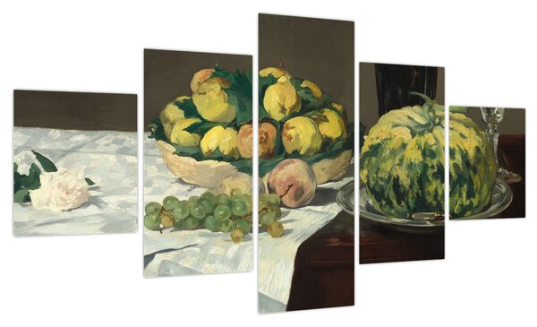 Obraz - Edouard Manet, Still Life with Melon and Peaches, reprodukcje (125x70 cm)