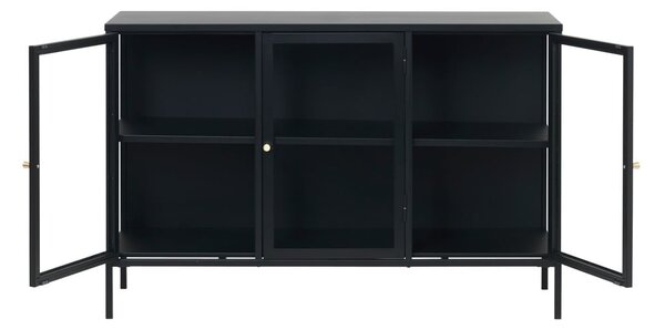 Czarna metalowa witryna 132x85 cm Carmel – Unique Furniture