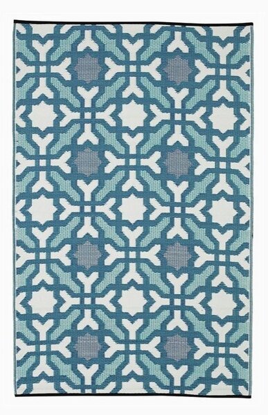 Niebiesko-szary dwustronny dywan na zewnątrz z tworzywa sztucznego z recyklingu Fab Hab Seville, 120x180 cm