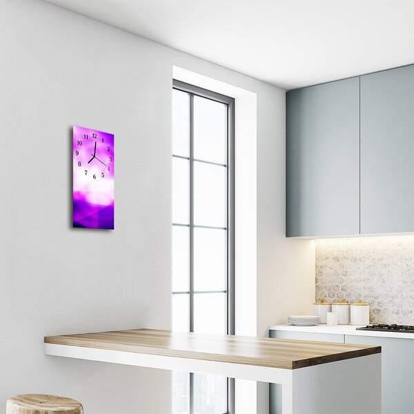 Zegar Szklany Pionowy Sztuka Abstrakcja linie purpurowy