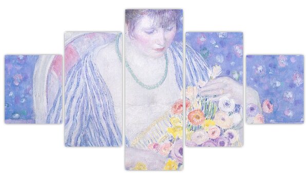 Obraz - Frederick Carl Frieseke, The Basket of Flowers, reprodukcje (125x70 cm)