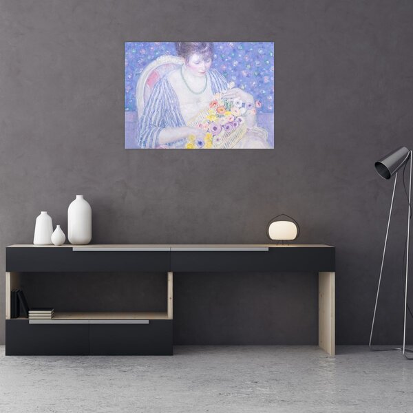 Obraz - Frederick Carl Frieseke, The Basket of Flowers, reprodukcje (70x50 cm)