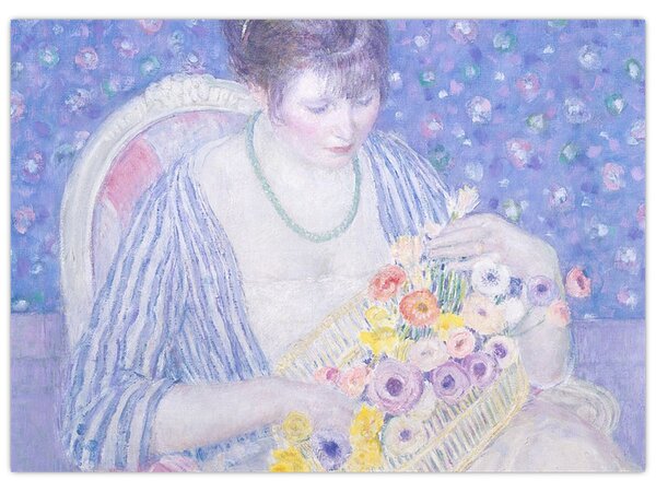 Obraz - Frederick Carl Frieseke, The Basket of Flowers, reprodukcje (70x50 cm)