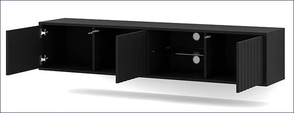 Frezowana czarna wisząca szafka pod tv P6-S73