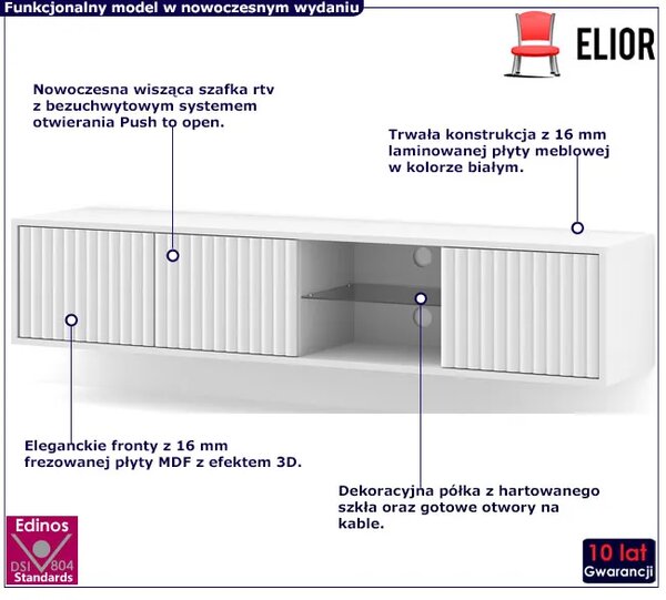 Biała wisząca frezowana szafka rtv L2-K58