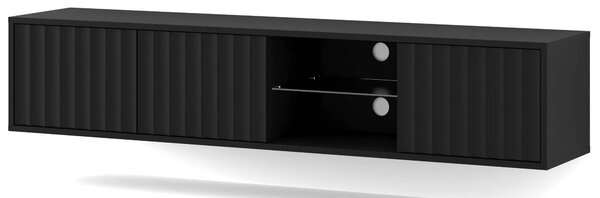 Frezowana czarna wisząca szafka pod tv P6-S73