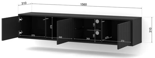 Frezowana czarna wisząca szafka pod tv P6-S73