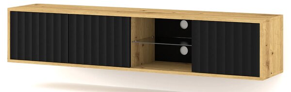 Frezowana ścienna szafka rtv dąb artisan + czarny W8-W19