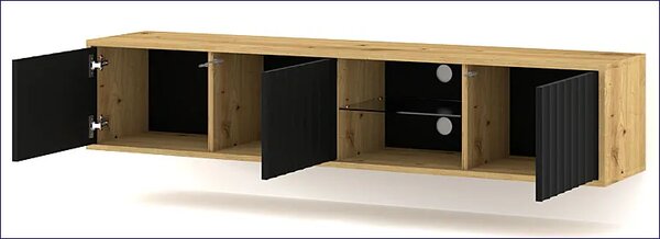 Frezowana ścienna szafka rtv dąb artisan + czarny W8-W19