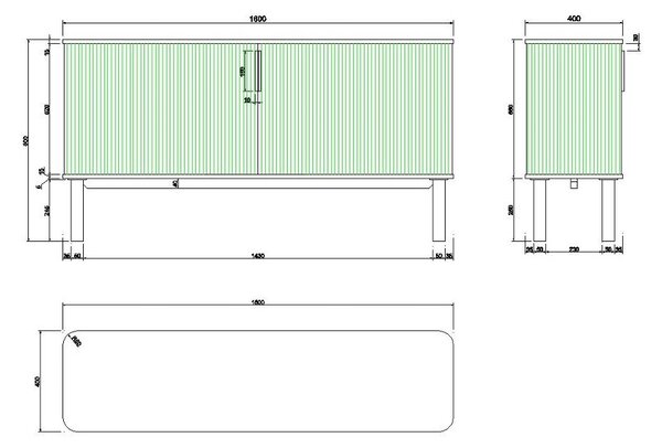 Niska komoda w dekorze dębu z drzwiami przesuwnymi 160x80 cm Langley – Actona