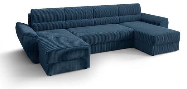 Rozkładana sofa narożna w kształcie U TAVERO 321x140 cm, ciemnoniebieska