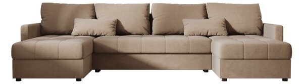 Rozkładana sofa narożna w kształcie U VENORIA 285x146 cm, beżowa + 2 poduszki GRATIS