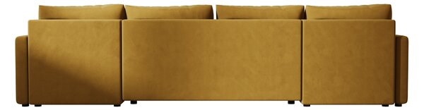 Rozkładana sofa narożna w kształcie U VENORIA 285x146 cm, musztardowa + 2 poduszki GRATIS