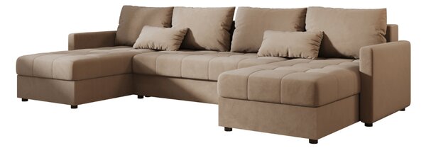 Rozkładana sofa narożna w kształcie U VENORIA 285x146 cm, beżowa + 2 poduszki GRATIS