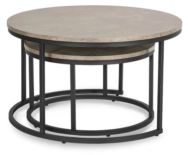 Zestaw Stolików Kawowych ROCKY MAX 60 cm/80 cm Szary Beton Nowoczesny Loft