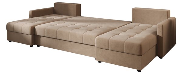 Rozkładana sofa narożna w kształcie U VENORIA 285x146 cm, beżowa + 2 poduszki GRATIS