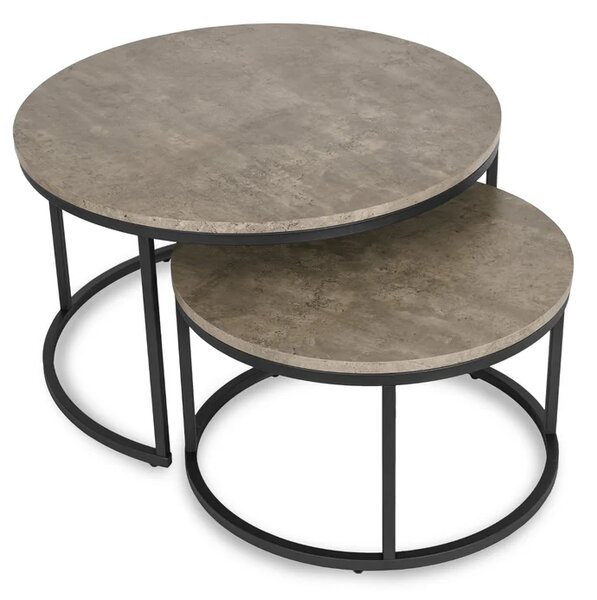 Zestaw Stolików Kawowych ROCKY MAX 60 cm/80 cm Szary Beton Nowoczesny Loft