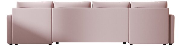 Rozkładana sofa narożna w kształcie U VENORIA 285x146 cm, pudroworóżowa + 2 poduszki GRATIS