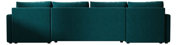 Rozkładana sofa narożna w kształcie U VENORIA 285x146 cm, petrolowa + 2 poduszki GRATIS