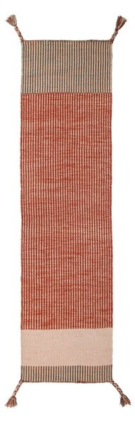 Pomarańczowy wełniany chodnik Flair Rugs Anu, 60x200 cm