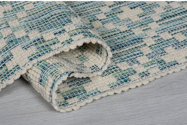 Beżowo-niebieski bawełniany chodnik Flair Rugs Leela, 60x200 cm
