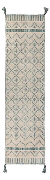 Beżowo-niebieski bawełniany chodnik Flair Rugs Leela, 60x200 cm