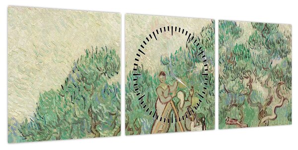 Obraz - Vincent van Gogh, The Olive Orchard, reprodukcje (z zegarem) (90x30 cm)