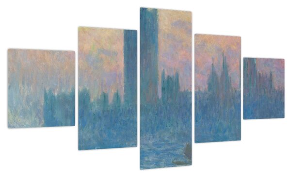Obraz - Claude Monet, The Houses of Parliament, Sunset, reprodukcje (125x70 cm)