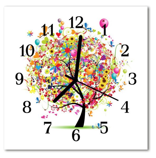 Zegar ścienny kwadrat Kolorowe drzewo