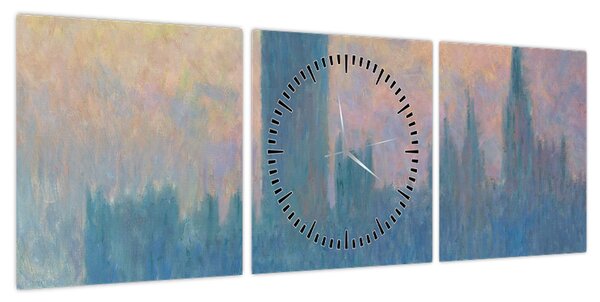 Obraz - Claude Monet, The Houses of Parliament, Sunset, reprodukcje (z zegarem) (90x30 cm)