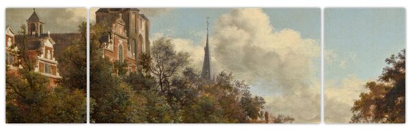 Obraz - Jan van der Heyden, View Down a Dutch Canal, reprodukcje (170x50 cm)