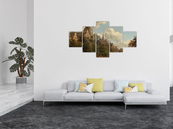 Obraz - Jan van der Heyden, View Down a Dutch Canal, reprodukcje (125x70 cm)