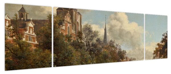 Obraz - Jan van der Heyden, View Down a Dutch Canal, reprodukcje (170x50 cm)