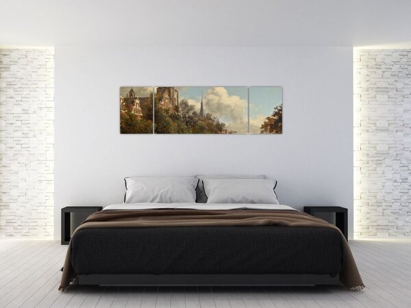 Obraz - Jan van der Heyden, View Down a Dutch Canal, reprodukcje (170x50 cm)