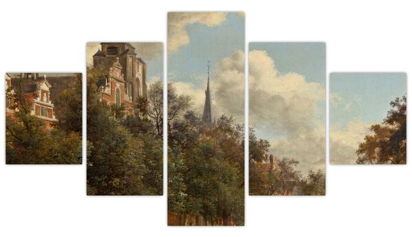 Obraz - Jan van der Heyden, View Down a Dutch Canal, reprodukcje (125x70 cm)