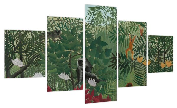Obraz - Henri Rousseau, Tropical Forest with Monkeys, reprodukcje (125x70 cm)
