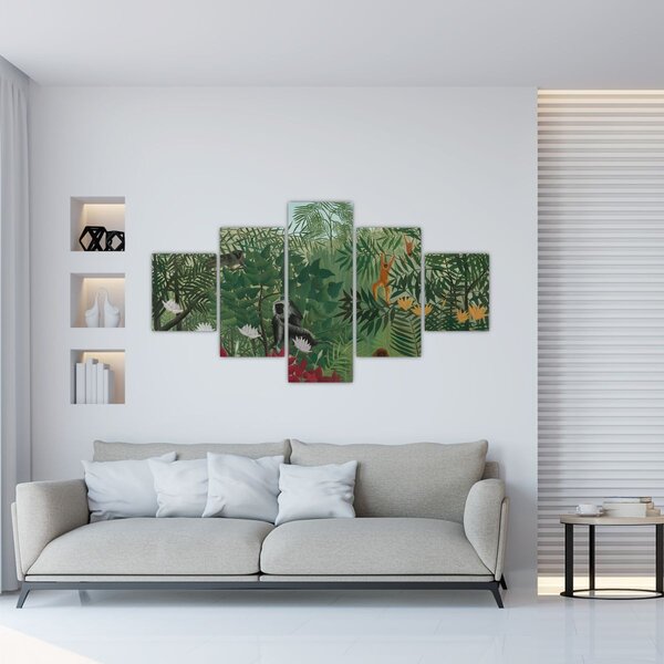Obraz - Henri Rousseau, Tropical Forest with Monkeys, reprodukcje (125x70 cm)