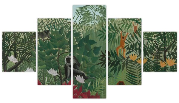 Obraz - Henri Rousseau, Tropical Forest with Monkeys, reprodukcje (125x70 cm)