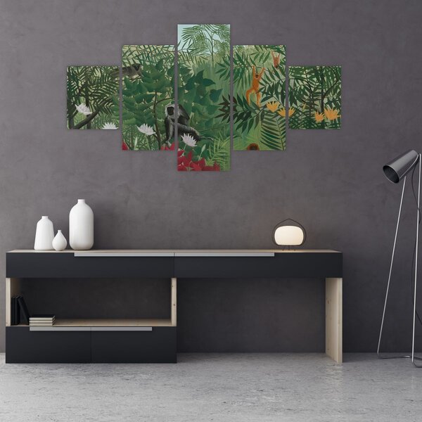 Obraz - Henri Rousseau, Tropical Forest with Monkeys, reprodukcje (125x70 cm)