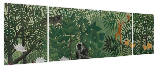 Obraz - Henri Rousseau, Tropical Forest with Monkeys, reprodukcje (170x50 cm)