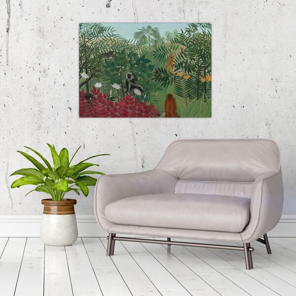 Obraz - Henri Rousseau, Tropical Forest with Monkeys, reprodukcje (70x50 cm)