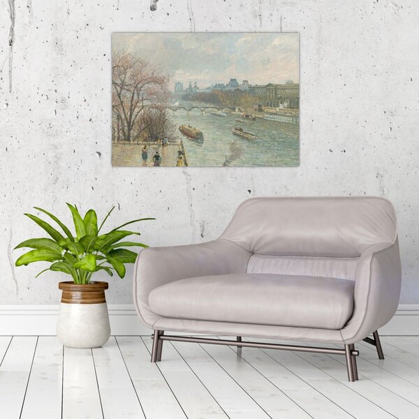 Obraz - Camille Pissarro, The Louvre, Afternoon, Rainy Weather, reprodukcje (70x50 cm)