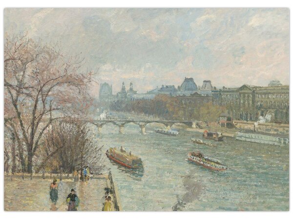 Obraz - Camille Pissarro, The Louvre, Afternoon, Rainy Weather, reprodukcje (70x50 cm)