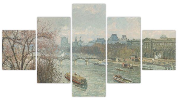 Obraz - Camille Pissarro, The Louvre, Afternoon, Rainy Weather, reprodukcje (125x70 cm)